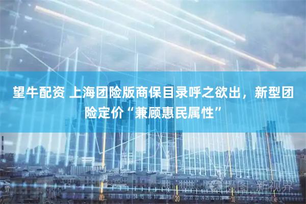 望牛配资 上海团险版商保目录呼之欲出，新型团险定价“兼顾惠民属性”
