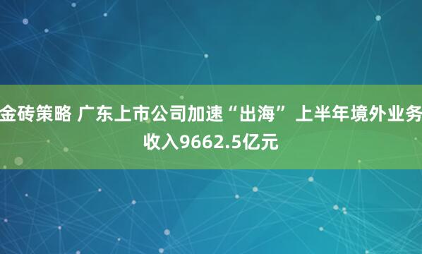金砖策略 广东上市公司加速“出海” 上半年境外业务收入9662.5亿元